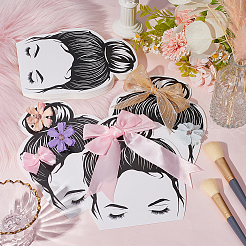 かわいい女の子の形をした紙製ディスプレイカード50枚  ヘアタイディスプレイ用  ホワイト  21x16.5x0.02cm&nbsp;CDIS-SP0001-34