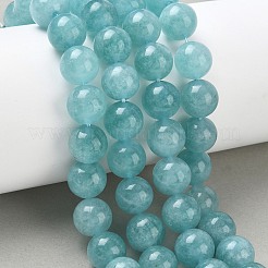 天然の天然翡翠ビーズ連売りを染めた  ラウンド  ライトシーグリーン  12mm  穴：1.2mm  約16個/連  7.48インチ（19cm）&nbsp;G-G021-01D-08