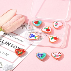 8Pcs 8 Colors Painted Glass Beads Enamel Beads Heart with Fruit&nbsp;LAMP-FS0001-51