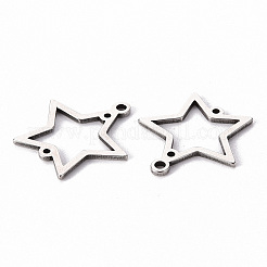 変色しない201ステンレススチールシャンデリア部品リンク  スター  レーザー切断  ステンレス鋼色  25.5x25x1mm  穴：1.5mmと1mm&nbsp;X-STAS-T052-29B-P