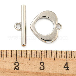 真鍮製マンテル  カドミウムフリー＆ニッケルフリー＆鉛フリー  ハート  プラチナ  リング：13x14x1.8mm  穴：1.6mm  バー：4.5x18~18.5x1.8mm  穴：1.6mm&nbsp;KK-A223-10P