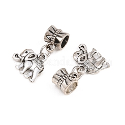 合金ヨーロッパダングルチャーム  大穴ペンダント  象  アンティークシルバー  23mm  穴：5mm&nbsp;PALLOY-YW001-07