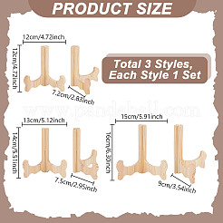 3セット3スタイルの木製ディスプレイスタンド  スタンドを示すプレート  湯通しアーモンド  12~15x7.5~9x12~16cm  1セット/スタイル&nbsp;ODIS-GA0001-63