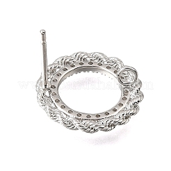 Brass Micro Pave Cubic Zirconia Stud Earring Findings with Loops&nbsp;CU-CBA1682-04P