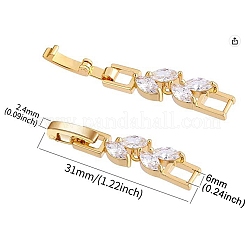 Brass Fold Over Clasps&nbsp;ZIRC-WH0009-02G