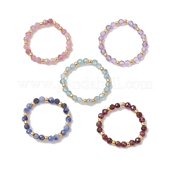 Natural Mixed Stone Beaded Stretch Rings for Women&nbsp;RJEW-JR00868