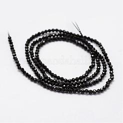 天然石ブラックスピネルビーズ連売り  多面カット  ラウンド  2mm  穴：0.5mm  約175個/連  14.9インチ（38cm）&nbsp;G-K185-09