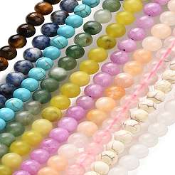10 連売り 10 スタイル 天然および合成混合宝石ラウンドビーズ連売り  8~8.5mm  穴：1mm  約44~50個/連  15~15.16インチ  1連/スタイル&nbsp;G-FS0005-90