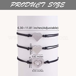 3個3スタイル430ステンレススチールハートリンクブレスレットセット  親友、カップル、家族にぴったりの調節可能なブレスレット。  ステンレス鋼色  6-1/4~11-3/4インチ（16~30cm）  1個/スタイル&nbsp;JB727A