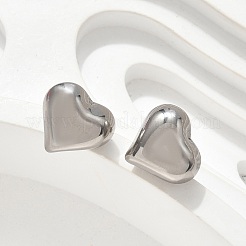 女性用304ステンレススチールスタッドピアス  ハート  ステンレス鋼色  12x13mm&nbsp;EJEW-A130-04P