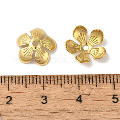 304ステンレススチールビーズキャップ  5  - 花びらの花  ゴールドカラー  11.5x3mm  穴：1.5mm&nbsp;STAS-P363-04A-G