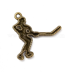 合金のチベット風チャーム  ホッケー選手チャーム  アンティークブロンズ  26.5x26x3mm  穴：1.5mm&nbsp;PALLOY-M198-09AB