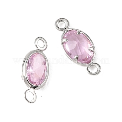 SHEGRACE Brass Pave Cubic Zirconia Oval Connector Charms&nbsp;XGRQ2O269-439B-P