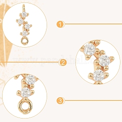 6Pcs 6 Styles Brass Micro Pave Cubic Zirconia Leaf Branch Links Connector Charms&nbsp;KK-YW0004-38-RS