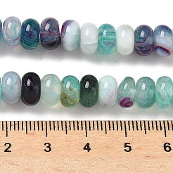 天然バンデットアゲートビーズ連売り  染め＆加熱  ロンデル  グレードA  ティール  8~8.5x5mm  穴：1mm  約76~77個/連  14.76~14.96インチ（37.5~38cm）&nbsp;G-F790-I01-01F