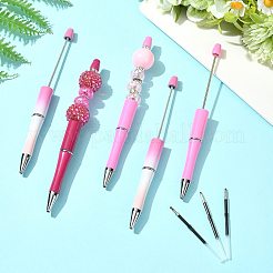 DIYビーズペン作りキット  プラスチックボールペンとペンリフィルを含む  ラインストーン、アクリル、木製ビーズ  合金ペンダント  フェイクスエードタッセル  合金の留め金  ピンク  148x12mm&nbsp;DIY-FS0009-42