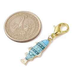 魚合金エナメルペンダント装飾  亜鉛合金カニカン付き  ミックスカラー  44mm  ペンダント：27x10.5x2mm&nbsp;HJEW-JM01639