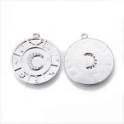 Brass Micro Pave Clear Cubic Zirconia Pendants&nbsp;KK-N232-169P-NF