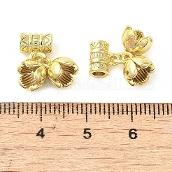 ラックメッキ真鍮チューブベイル  長持ちメッキ  鉛フリー＆カドミウムフリー  花  18KGP本金メッキ  15.5x13.5x6mm  穴：2.5mm&nbsp;KK-B088-06G