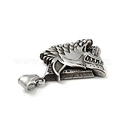304ステンレスペンダント  オオカミ  アンティークシルバー  41x32.5x5mm  穴：3.5x8mm&nbsp;STAS-C053-21AS