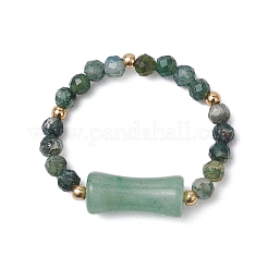 Natural Moss Agate Beaded Rings&nbsp;RJEW-TA00189