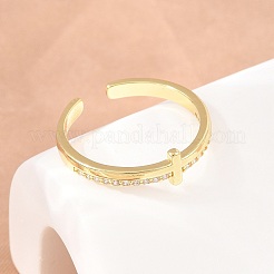 Brass Micro Pave Cubic Zirconia Cuff Open Rings&nbsp;CU-Z002-02G