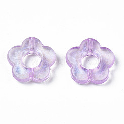 透明なアクリルビーズ  グリッターパウダー  花  ミックスカラー  14x14.5x4mm  穴：1.5mm&nbsp;X-OACR-S028-140