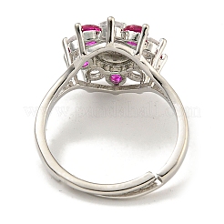 Oval with Hand Rack Plating Brass Micro Pave Cubic Zirconia Adjustable Rings&nbsp;RJEW-I105-04P-07
