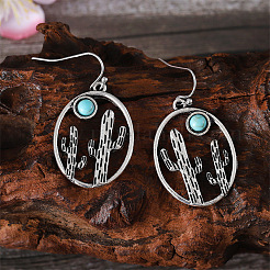 Alloy & Synthetic Turquoise Dangle Earrings&nbsp;FS-WG3DEAB-02
