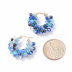 Glass Beaded Braided Hoop Earrings&nbsp;EJEW-JE04896