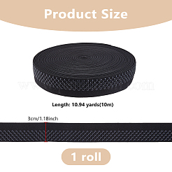 伸縮性のある生地ナイロンリボン  服飾材料  ブラック  1-1/8インチ（30mm）  約10.94ヤード（10m）/ロール&nbsp;OCOR-WH0109-027B