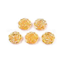 透明な腹筋プラスチック ビーズ  片穴  花  ゴールド  15x16x6.5mm  穴：1.2mm&nbsp;KY-G019-01I