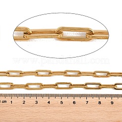304ステンレススチールテクスチャペーパークリップチェーン  スプールで  イオンプレーティング（ip）  溶接されていない  18KGP本金メッキ  15x5.5x1.5mm&nbsp;CHS-H118-09G