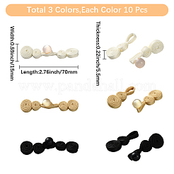 30個 3色 手作り中国カエルノットボタンセット  サテンボタン  樹脂ビーズで  ミックスカラー  70x15x5.5mm  10個/カラー&nbsp;AJEW-CY0001-50