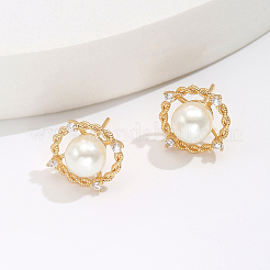 Unique Brass Flat Round Stud Earrings&nbsp;VM8318