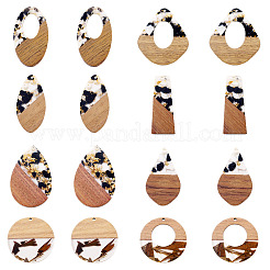 16Pcs 8 Styles Transparent Resin & Walnut Wood Big Pendants&nbsp;RESI-TA0003-71