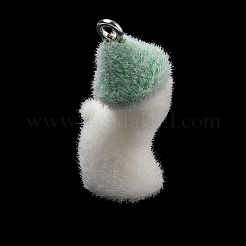 不透明樹脂のペンダント  きのこチャーム  プラチナアイアイピン  グリーン  29x11.5x12mm  穴：2mm&nbsp;RE-CBAFA24-06A