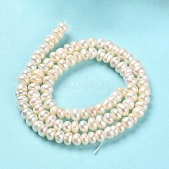 天然養殖淡水パールビーズ連売り  グレード3a+  ロンデル  モカシン  5~5.5x3~4mm  穴：0.8mm  約99個/連  13.78''（35センチメートル）&nbsp;PEAR-J007-01