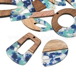 Walnut Wood & Transparent Resin Pendants&nbsp;WD-CBA583A-21