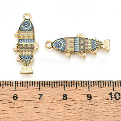 合金エナメルチャーム  カドミウムフリー＆ニッケルフリー＆鉛フリー  ゴールドカラー  魚のチャーム  ダークターコイズ  27x10.5x2.5mm  穴：1.8mm&nbsp;FIND-C037-16G-09-1