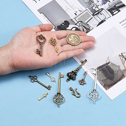 合金のチベット風チャーム  各種キー  ミックスカラー  16~75.5x6.5~25.5x1~5mm  穴：1~4mm&nbsp;TIBEP-MSMC016-M