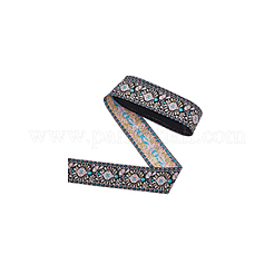10 Yards Ethnic Style Polyester Jacquard Flower Ribbon&nbsp;OCOR-WH0078-185B