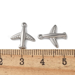 304ステンレスペンダント  飛行機チャーム  ステンレス鋼色  14x12x2.5mm  穴：1mm&nbsp;X-STAS-I330-063P