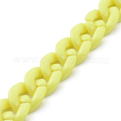 手作りの不透明アクリルカーブチェーン  きいろ  リンク：19x13.5x4.5mm  39.37インチ（1m）/連&nbsp;AJEW-JB00662-08