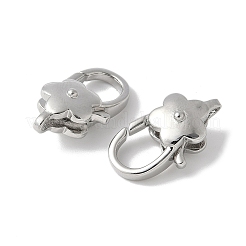 真鍮カニカン  ラックめっき  長持ちメッキ  鉛フリー＆カドミウムフリー  花  プラチナ  20.5x11x7.5mm  穴：1.4mm&nbsp;KK-F893-03P