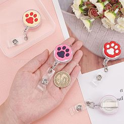 4 Pcs 4 Styles PVC Paw Badge Reel&nbsp;AJEW-CA0001-28A
