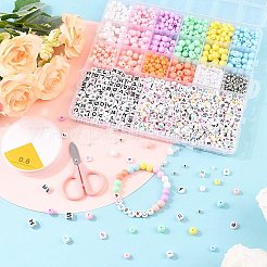 キットを作るDIYブレスレット  アクリル、CCBプラスチック、ABSプラスチックビーズを含む  クリスタル弾性ストレッチスレッド  ステンレス製のはさみ  ミックスカラー  6x5mm  穴：1.8mm&nbsp;DIY-YW0017-58
