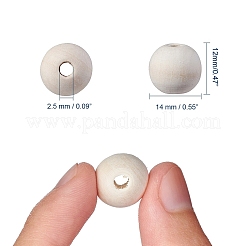 Natural Unfinished Wood Beads&nbsp;WOOD-S651-14mm-LF