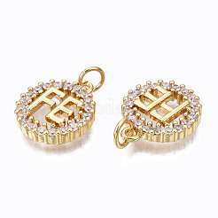 Brass Micro Pave Clear Cubic Zirconia Pendants&nbsp;ZIRC-N039-137-NF