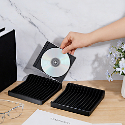 プラスチック製CDディスク収納用スロット付きディスプレイスタンド  長方形  ブラック  15.5x15x2.8cm&nbsp;ODIS-WH0043-319